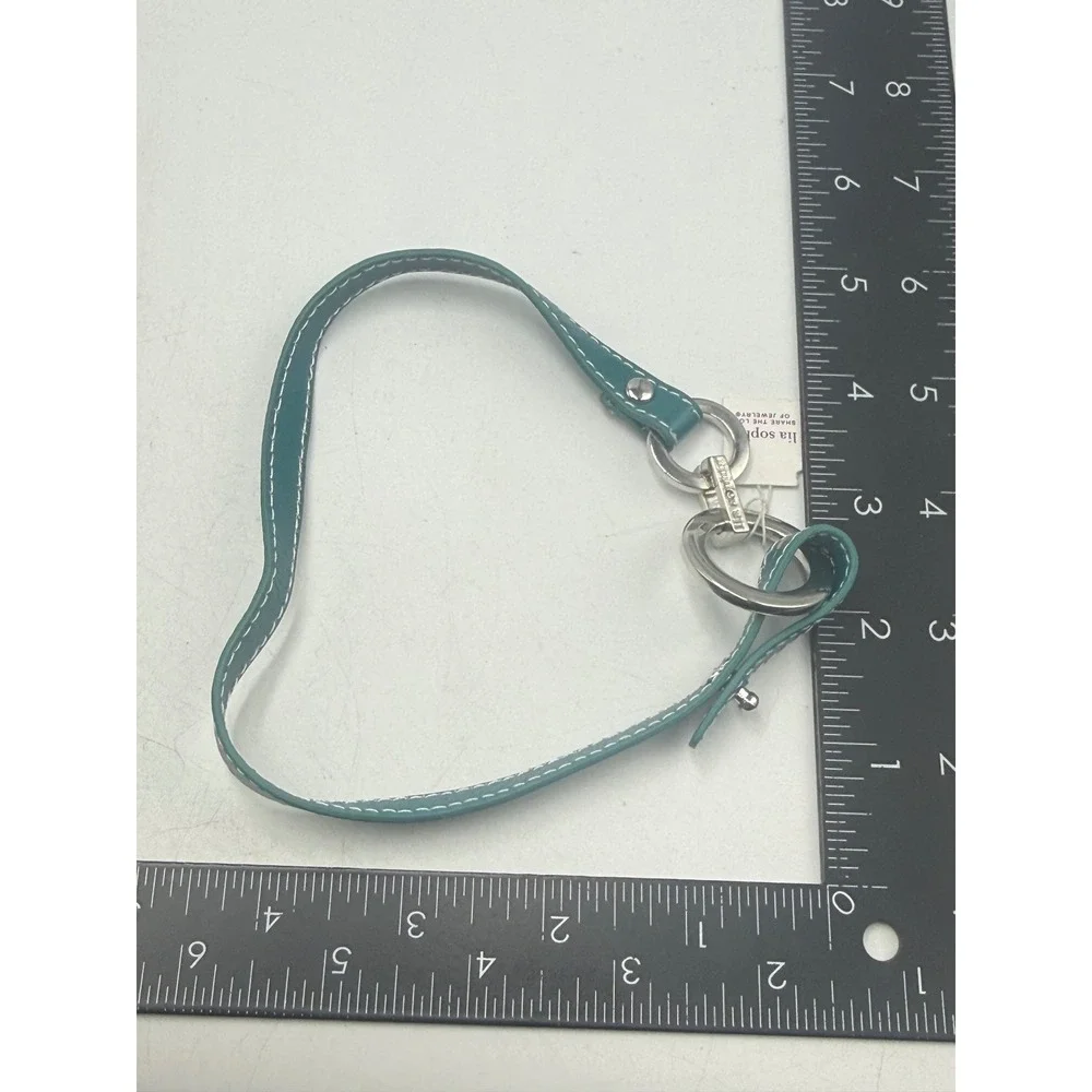 Lia Sophia Teal Green Faux Leather Silver Tone Ring Toggle Wrap Bracelet Choker